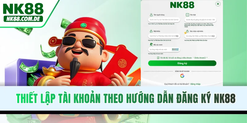 Thiết lập tài khoản theo hướng dẫn đăng ký NK88