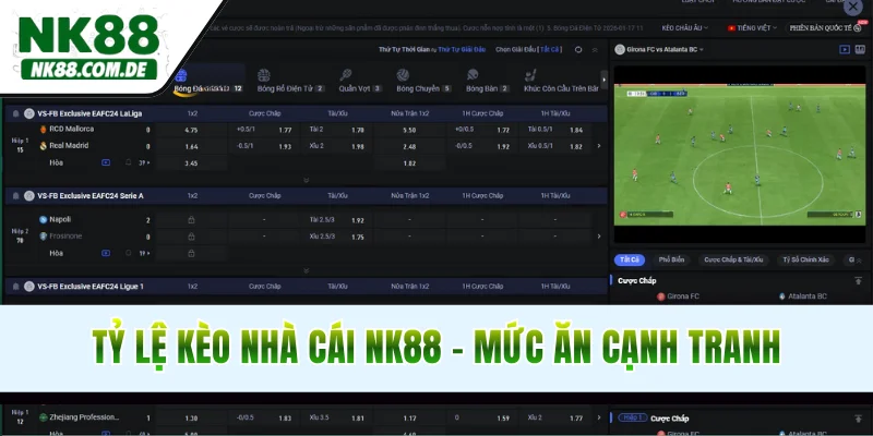 Tỷ Lệ Kèo Nhà Cái NK88